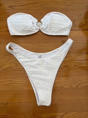 Target White Textured Bandeau Bikini Set